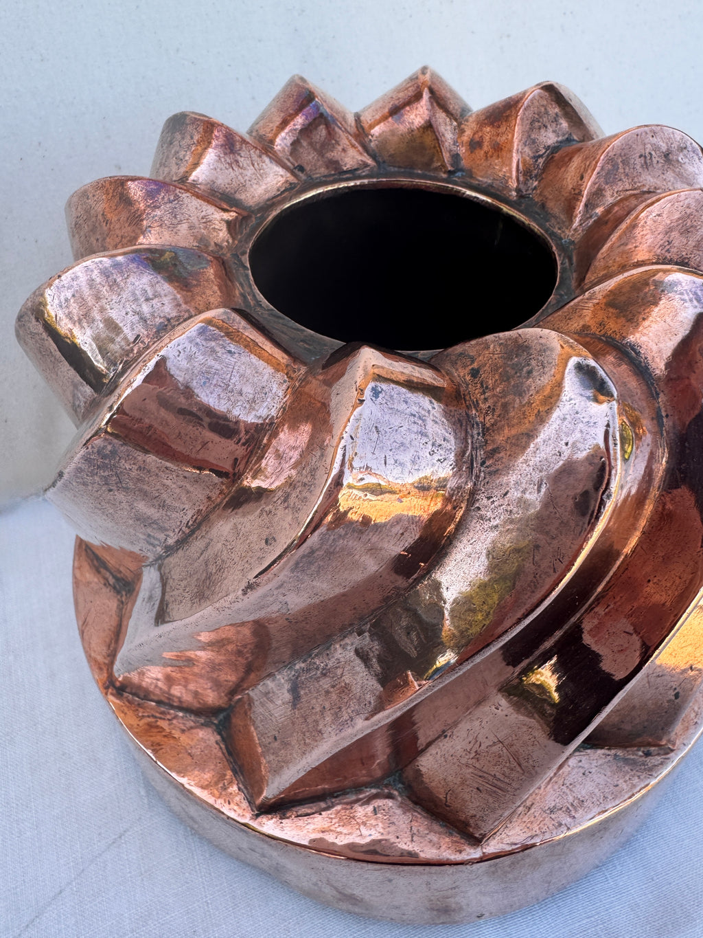 Antique French Copper Turban Mold | Twisted Spiral | Late 19th Century