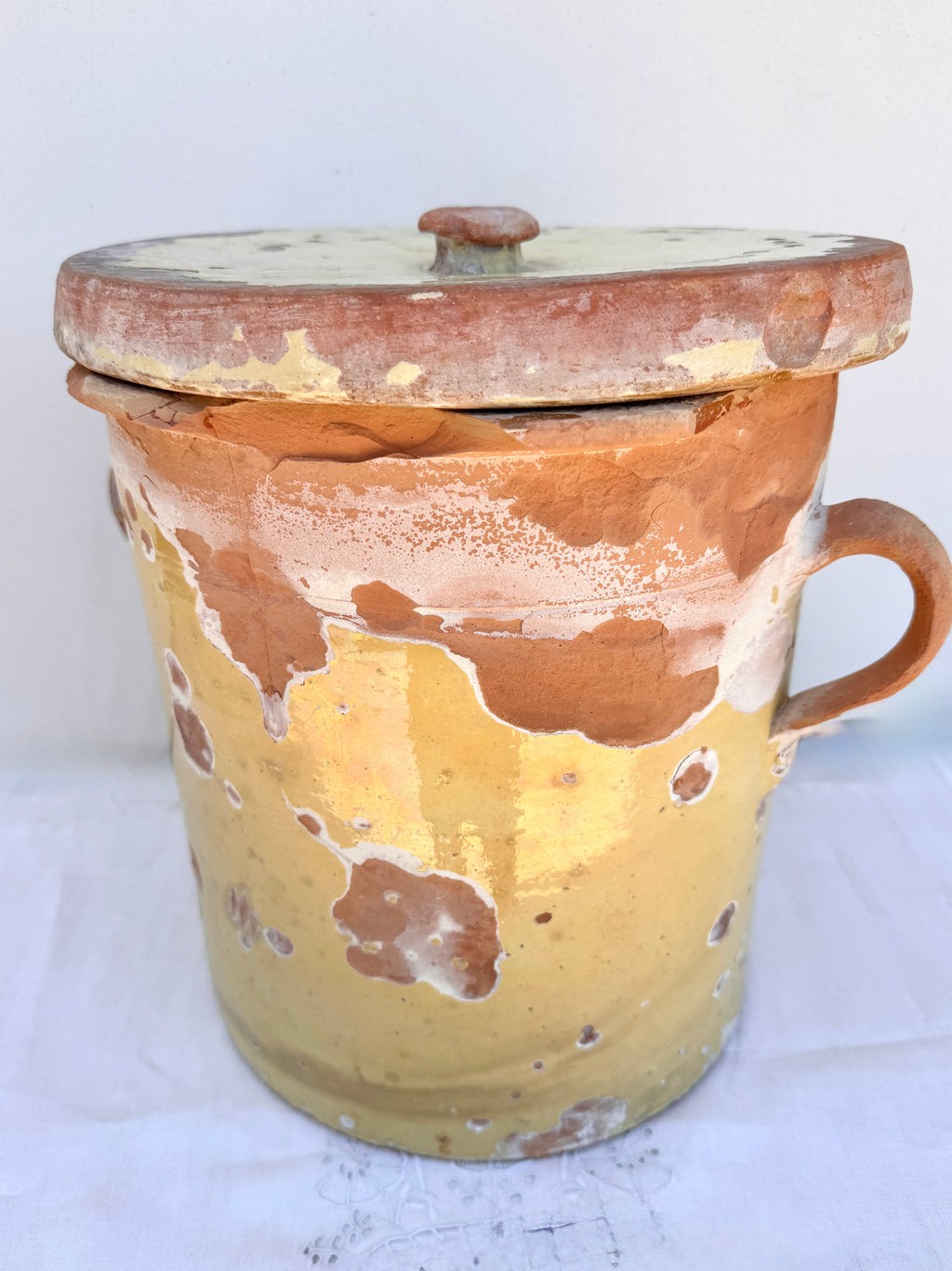Antique French Terracotta Storage Jar with Original Lid | Provence