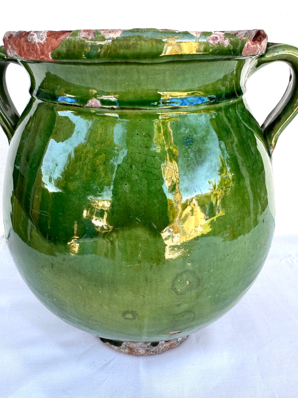 Late 19th-Century French Green-Glazed Confit Pot